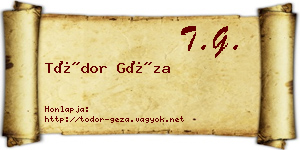 Tódor Géza névjegykártya