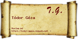 Tódor Géza névjegykártya